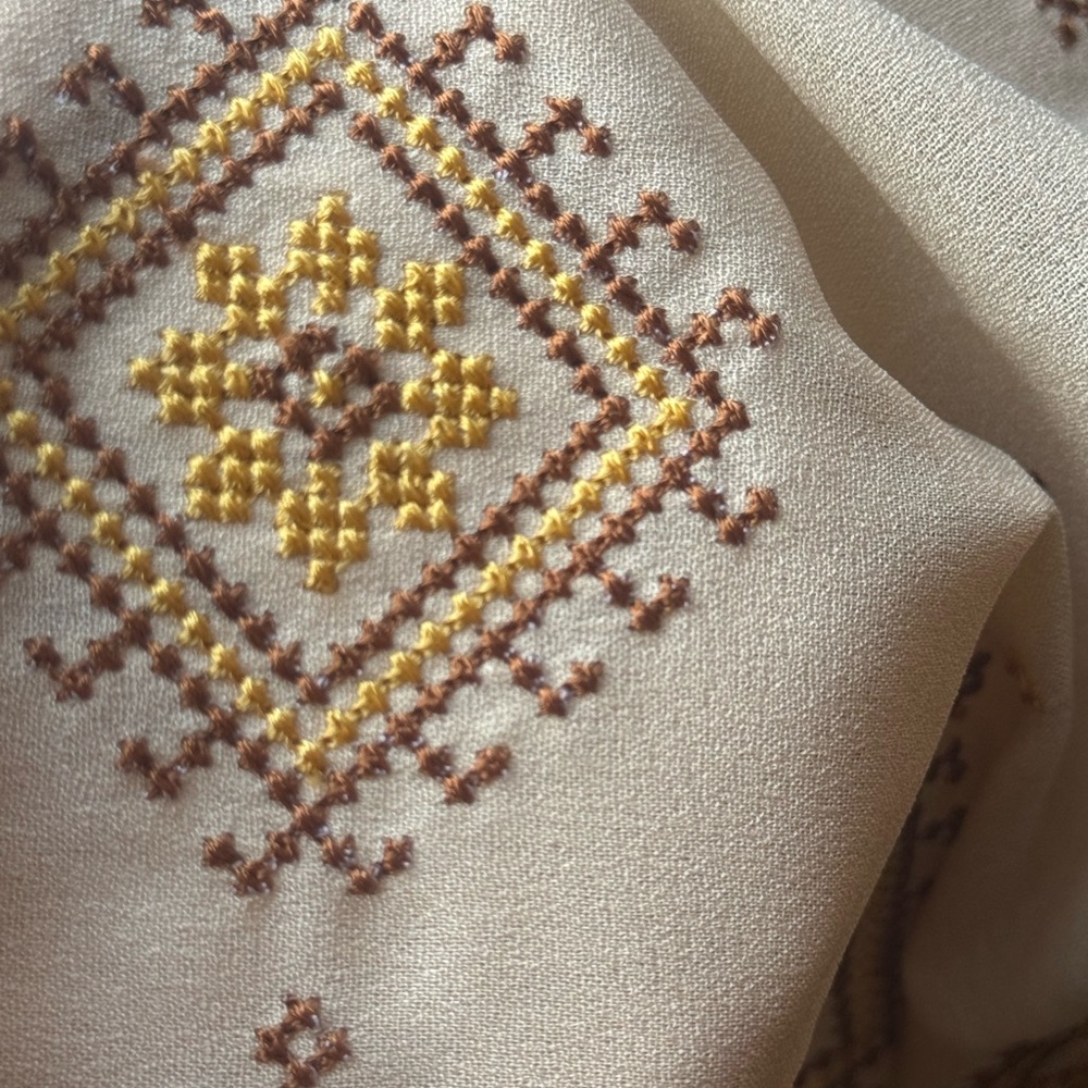 Embroidered Cream Boho Peasant Blouse - Picture 7 of 11